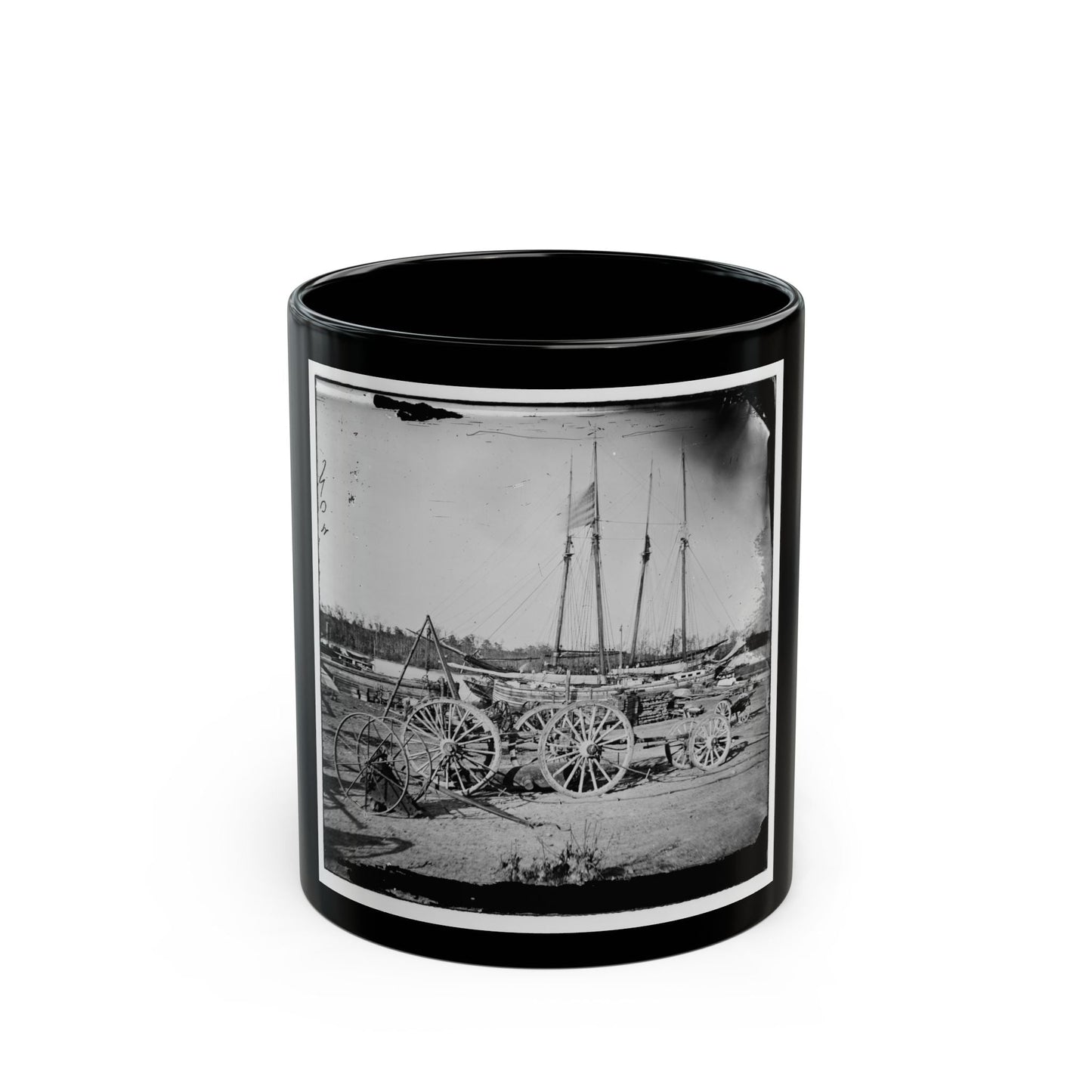 Broadway Landing, Appomattox River, Virginia. Supply Boats And Stores (U.S. Civil War) Black Coffee Mug