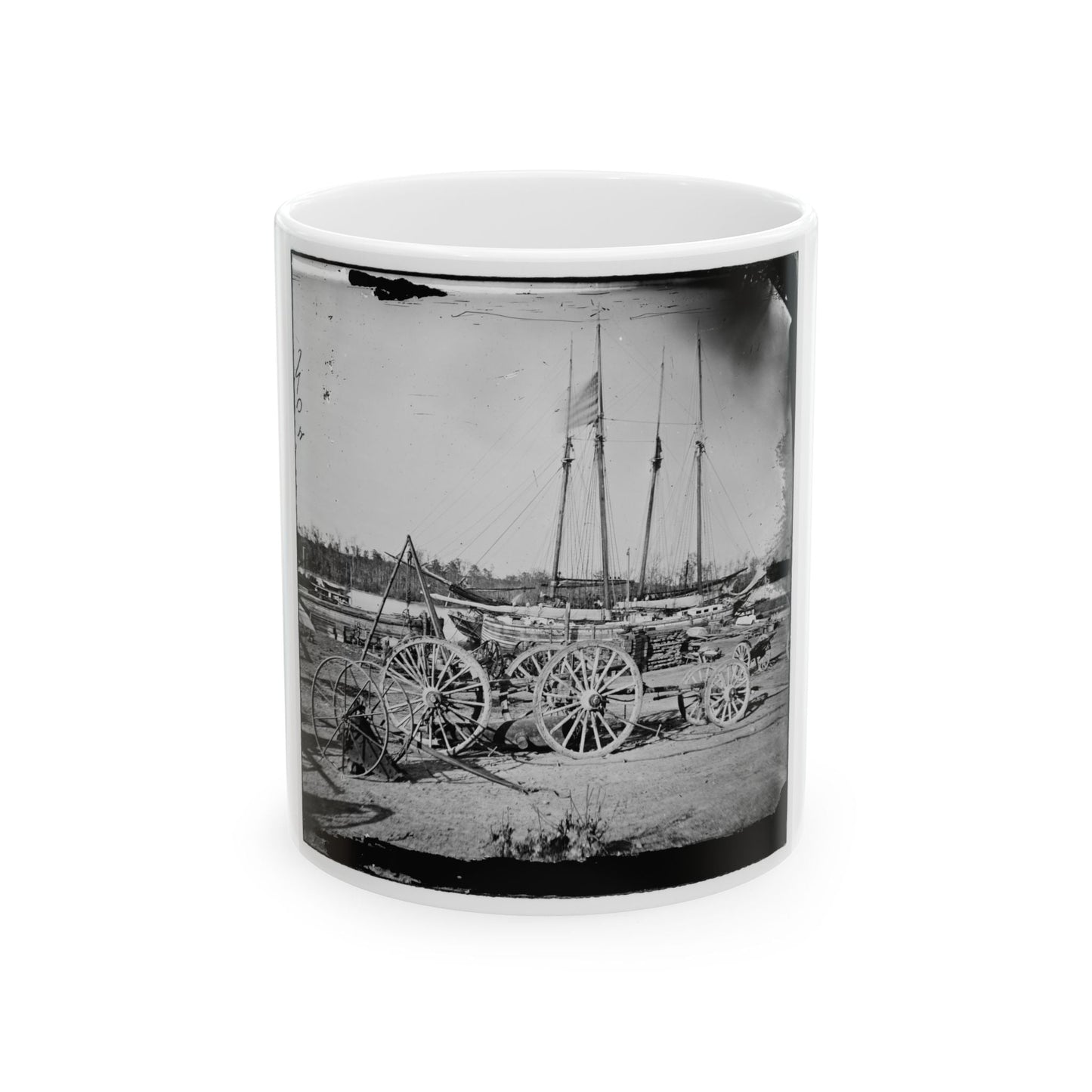 Broadway Landing, Appomattox River, Virginia. Supply Boats And Stores (U.S. Civil War) White Coffee Mug