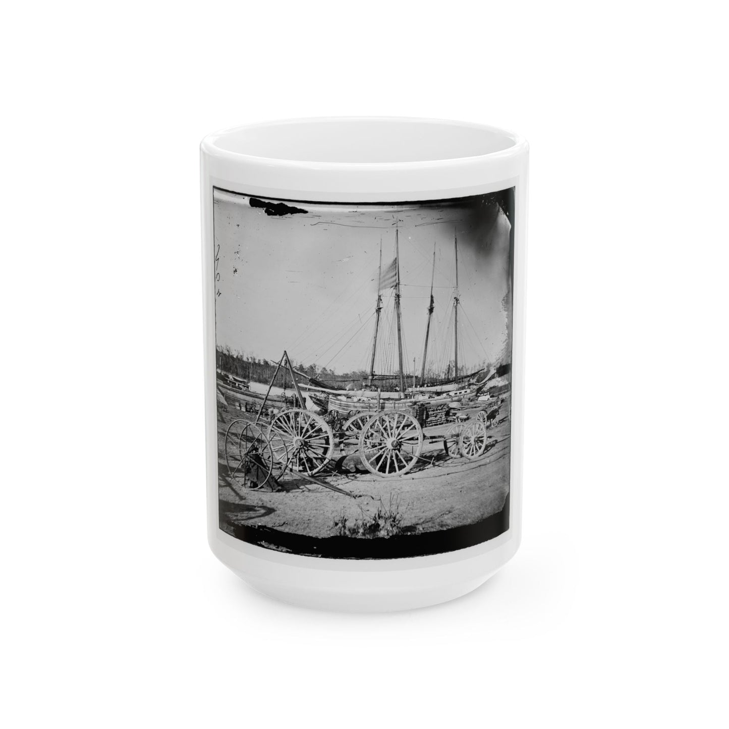 Broadway Landing, Appomattox River, Virginia. Supply Boats And Stores (U.S. Civil War) White Coffee Mug