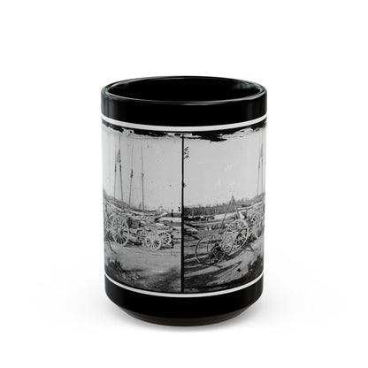 Broadway Landing, Appomattox River, Virginia. Supply Boats And Stores(2) (U.S. Civil War) Black Coffee Mug-15oz-The Sticker Space