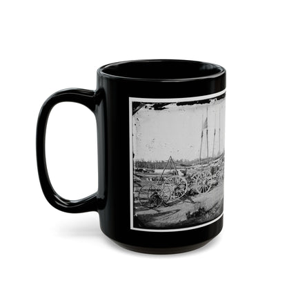 Broadway Landing, Appomattox River, Virginia. Supply Boats And Stores(2) (U.S. Civil War) Black Coffee Mug-The Sticker Space