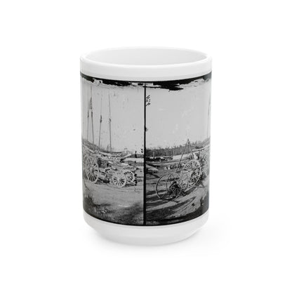 Broadway Landing, Appomattox River, Virginia. Supply Boats And Stores(2) (U.S. Civil War) White Coffee Mug-15oz-The Sticker Space