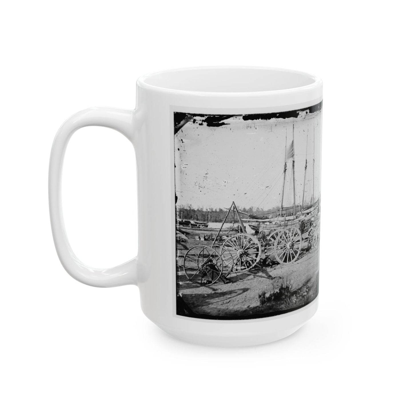 Broadway Landing, Appomattox River, Virginia. Supply Boats And Stores(2) (U.S. Civil War) White Coffee Mug-The Sticker Space