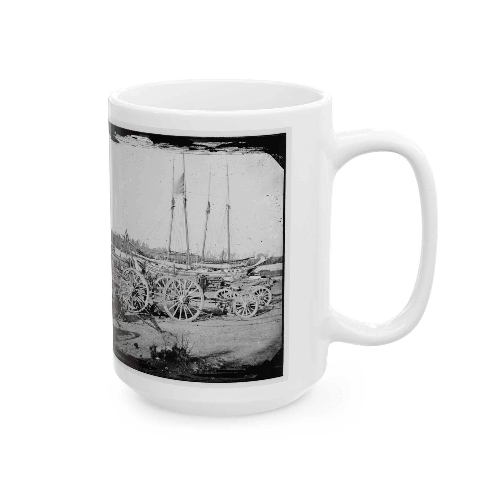 Broadway Landing, Appomattox River, Virginia. Supply Boats And Stores(2) (U.S. Civil War) White Coffee Mug-The Sticker Space