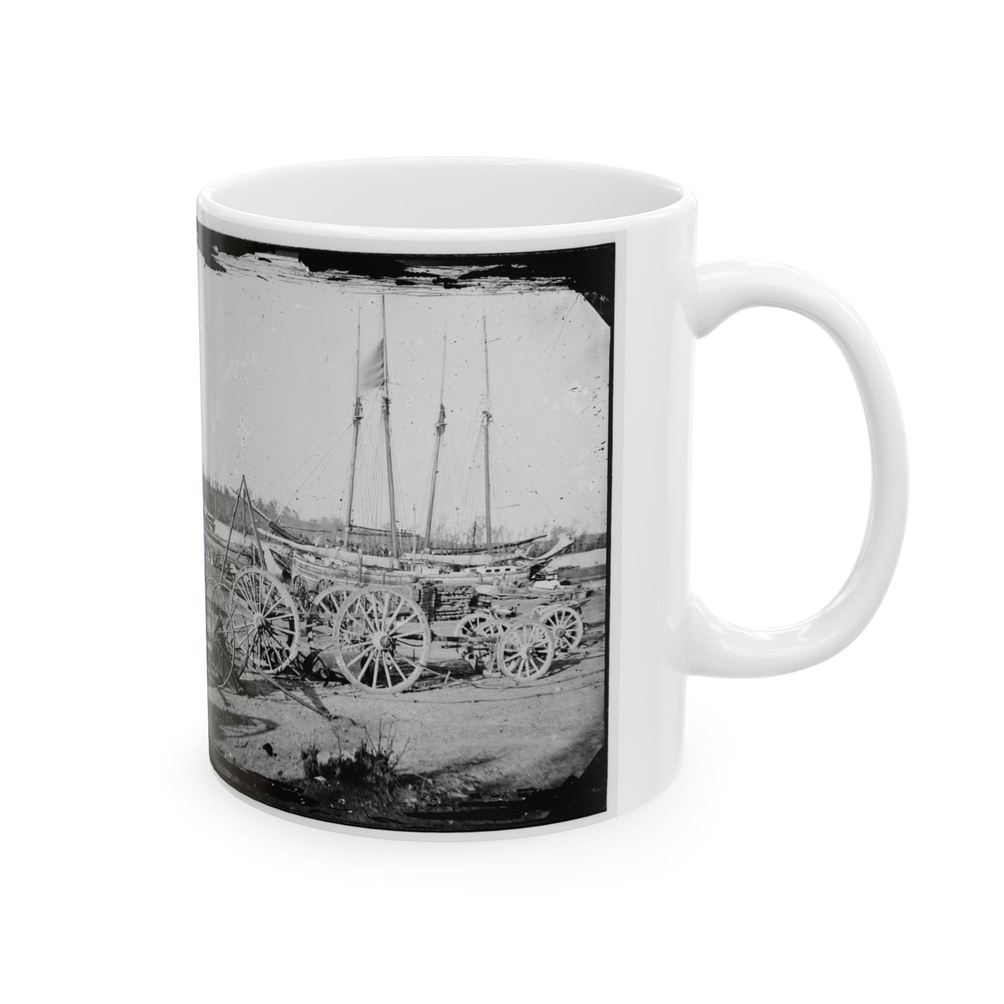 Broadway Landing, Appomattox River, Virginia. Supply Boats And Stores(2) (U.S. Civil War) White Coffee Mug-The Sticker Space