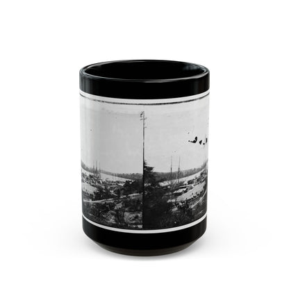 Broadway Landing, Appomattox River, Virginia. View Of Docks And Supply Boats (U.S. Civil War) Black Coffee Mug-15oz-The Sticker Space