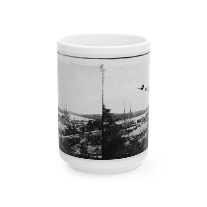 Broadway Landing, Appomattox River, Virginia. View Of Docks And Supply Boats (U.S. Civil War) White Coffee Mug-15oz-The Sticker Space