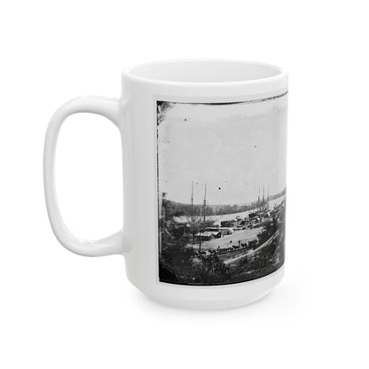 Broadway Landing, Appomattox River, Virginia. View Of Docks And Supply Boats (U.S. Civil War) White Coffee Mug-The Sticker Space