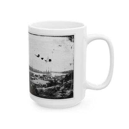 Broadway Landing, Appomattox River, Virginia. View Of Docks And Supply Boats (U.S. Civil War) White Coffee Mug-The Sticker Space