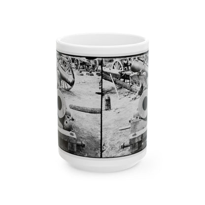 Broadway Landing, Appomattox River, Virginia. View Of Mortar And Artillery (U.S. Civil War) White Coffee Mug-15oz-The Sticker Space