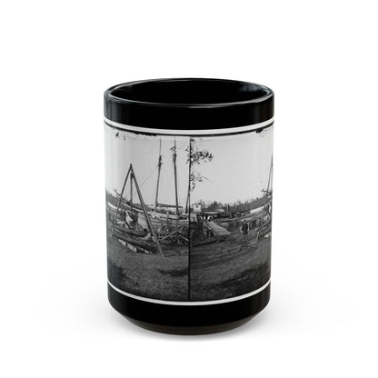 Broadway Landing, Va.  Tripod Artillery Swing By The Appomattox (U.S. Civil War) Black Coffee Mug