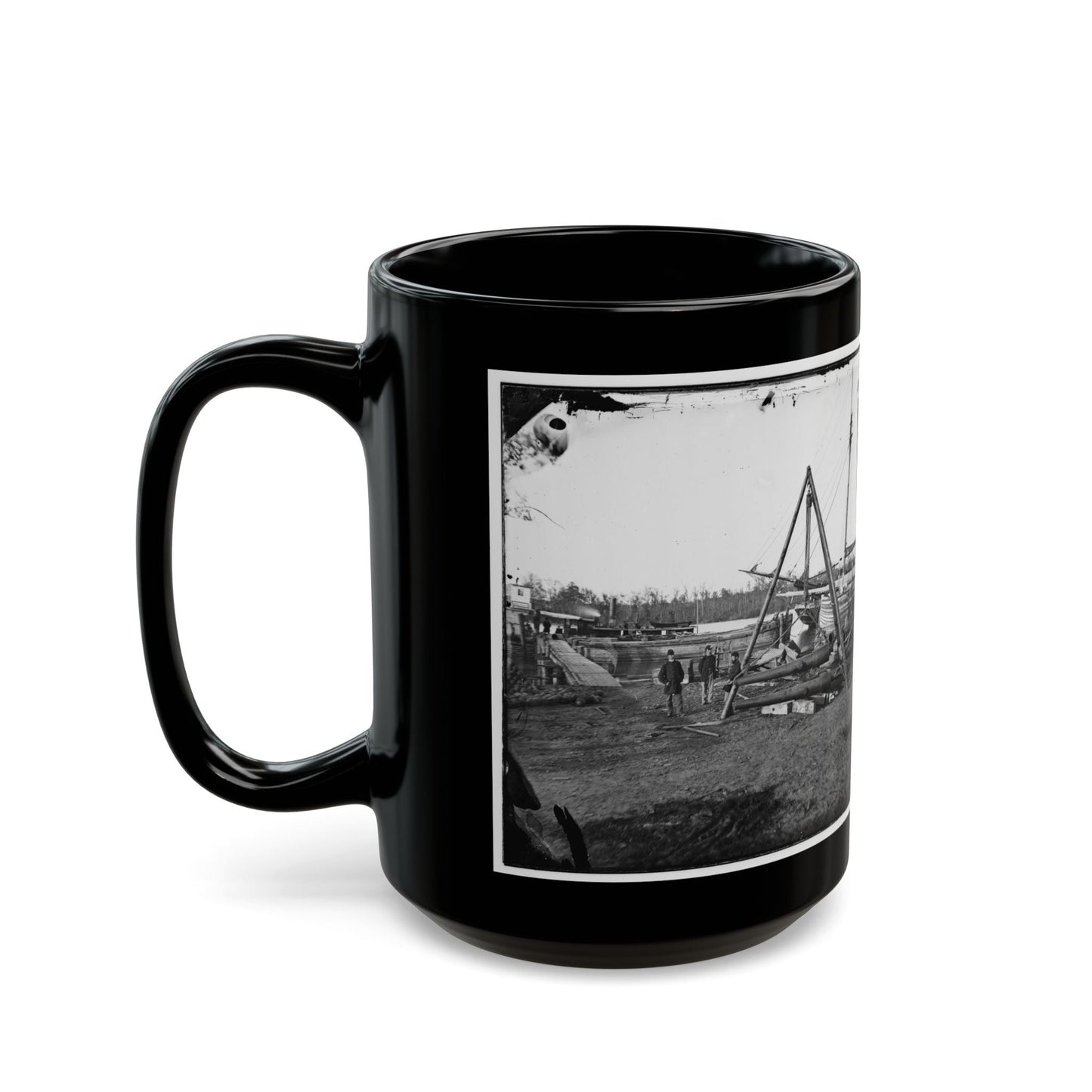 Broadway Landing, Va.  Tripod Artillery Swing By The Appomattox (U.S. Civil War) Black Coffee Mug