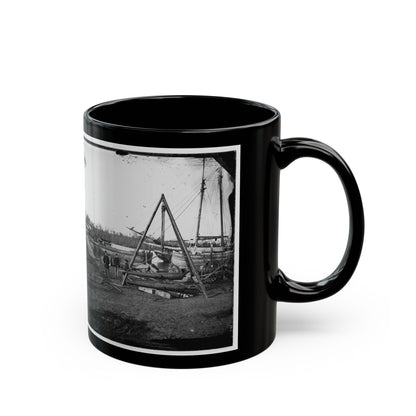 Broadway Landing, Va.  Tripod Artillery Swing By The Appomattox (U.S. Civil War) Black Coffee Mug