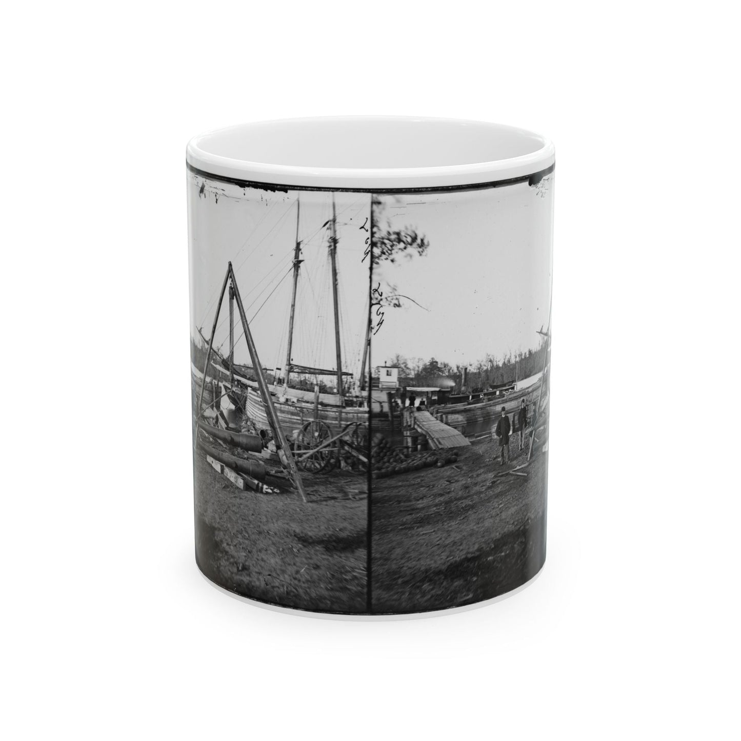 Broadway Landing, Va.  Tripod Artillery Swing By The Appomattox (U.S. Civil War) White Coffee Mug