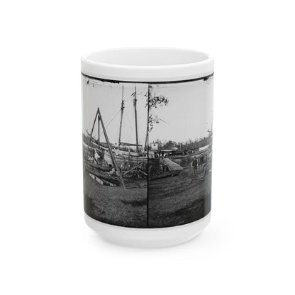 Broadway Landing, Va.  Tripod Artillery Swing By The Appomattox (U.S. Civil War) White Coffee Mug