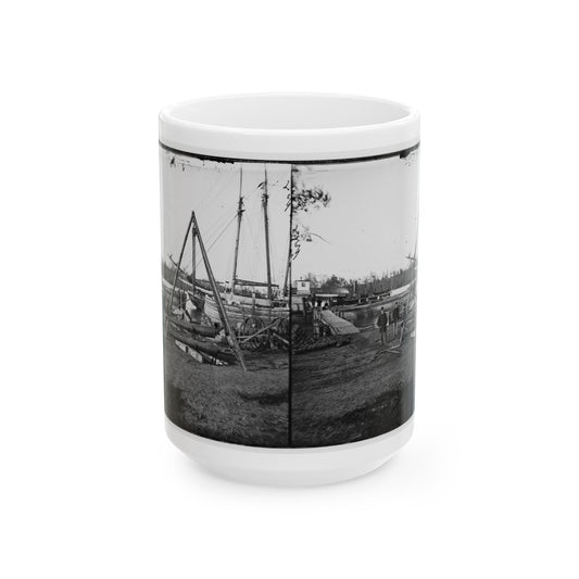 Broadway Landing, Va.  Tripod Artillery Swing By The Appomattox (U.S. Civil War) White Coffee Mug