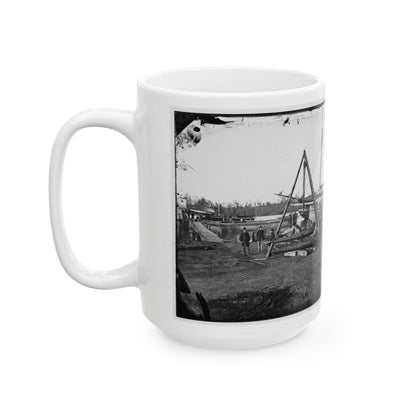 Broadway Landing, Va.  Tripod Artillery Swing By The Appomattox (U.S. Civil War) White Coffee Mug