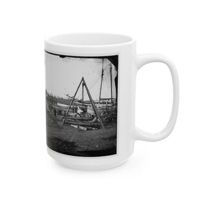 Broadway Landing, Va.  Tripod Artillery Swing By The Appomattox (U.S. Civil War) White Coffee Mug