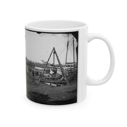 Broadway Landing, Va.  Tripod Artillery Swing By The Appomattox (U.S. Civil War) White Coffee Mug