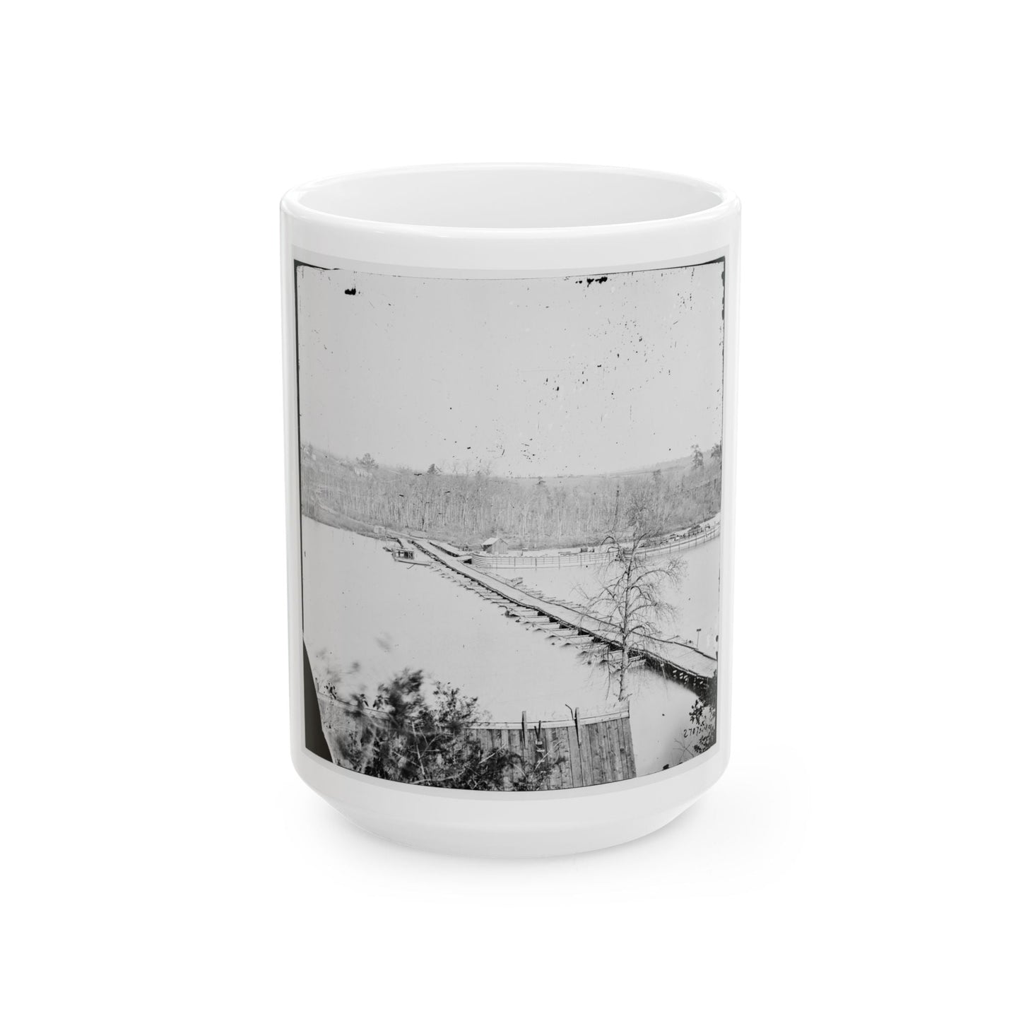 Broadway Landing, Virginia. Pontoon Bridge Across The Appomattox River (U.S. Civil War) White Coffee Mug