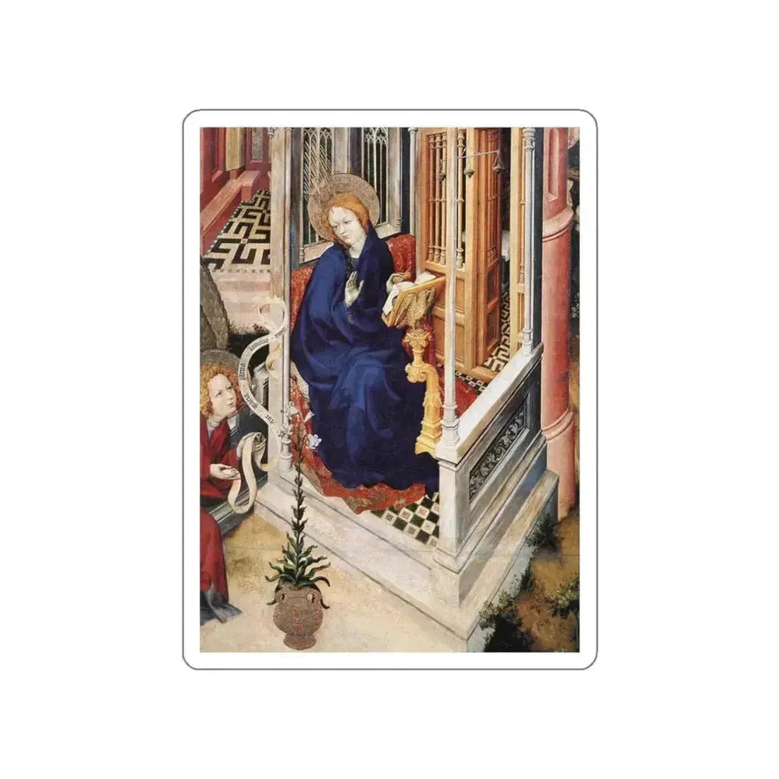 BROEDERLAM, Melchior - The Annunciation (detail) (Artwork) STICKER Vinyl Die-Cut Decal White Die-Cut 3 Inch - The Sticker Space