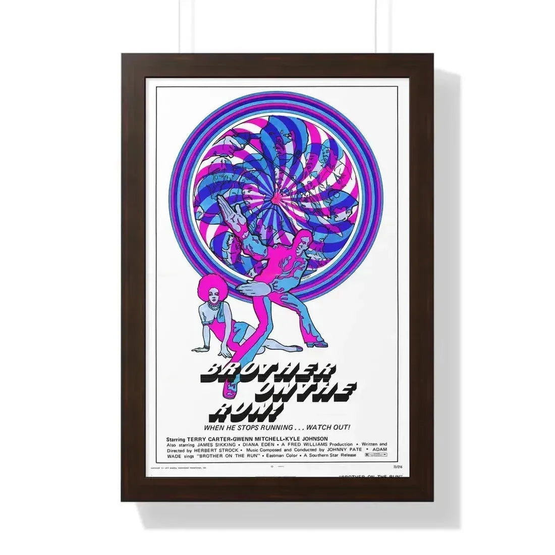 BROTHER ON THE RUN 1973 - Framed Movie Poster 16″ x 24″ Walnut - The Sticker Space
