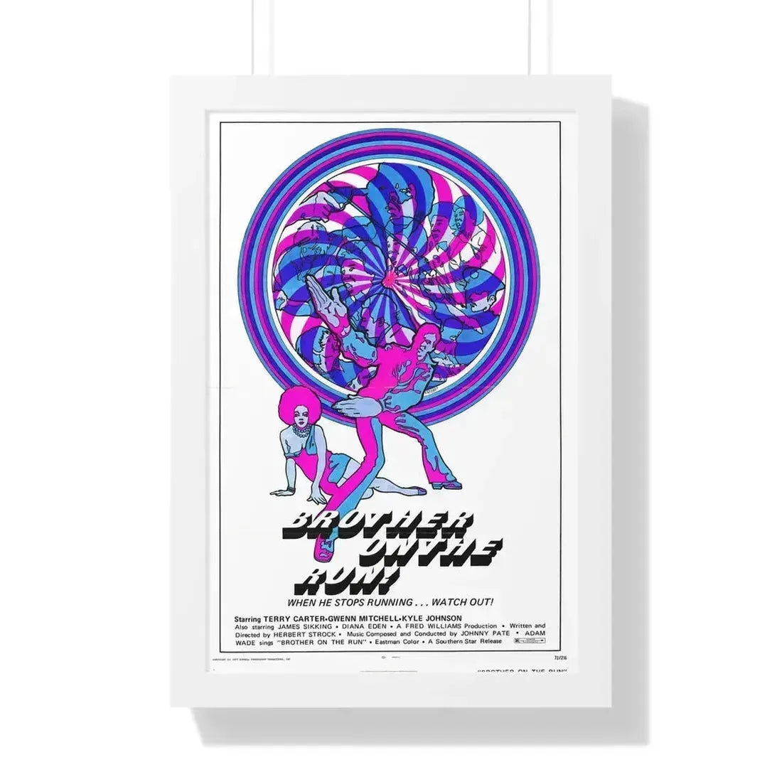 BROTHER ON THE RUN 1973 - Framed Movie Poster 16″ x 24″ White - The Sticker Space