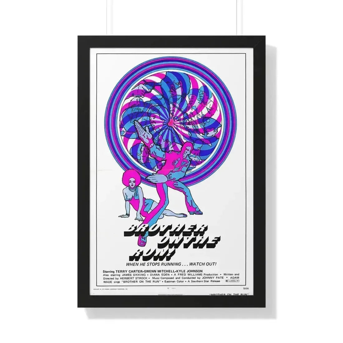 BROTHER ON THE RUN 1973 - Framed Movie Poster 20" x 30" Black - The Sticker Space