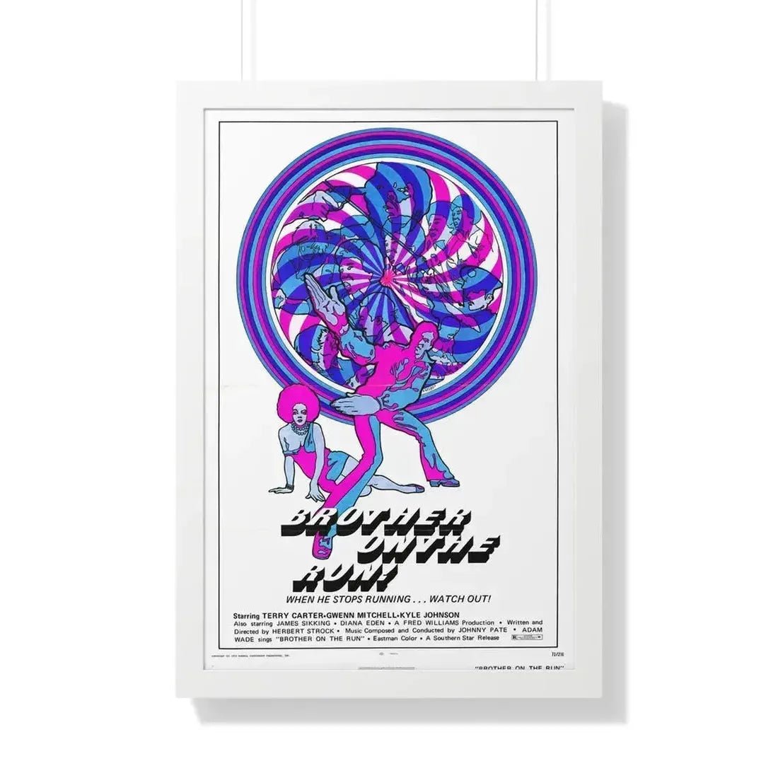 BROTHER ON THE RUN 1973 - Framed Movie Poster 20" x 30" White - The Sticker Space