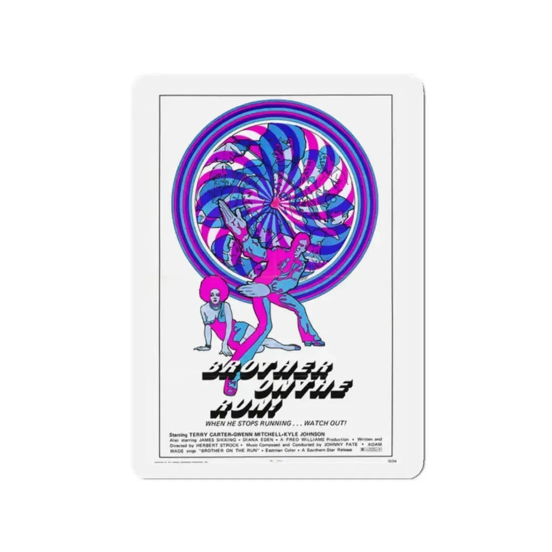 BROTHER ON THE RUN 1973 Movie Poster - Refrigerator Magnet 2 Inch - The Sticker Space