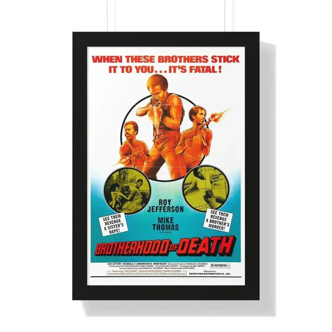 BROTHERHOOD OF DEATH 1976 - Framed Movie Poster 16″ x 24″ Black - The Sticker Space