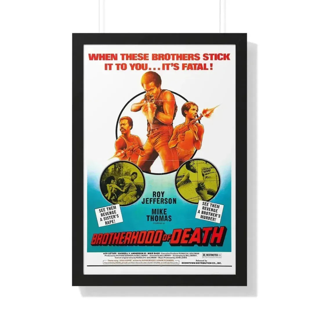 BROTHERHOOD OF DEATH 1976 - Framed Movie Poster 20" x 30" Black - The Sticker Space