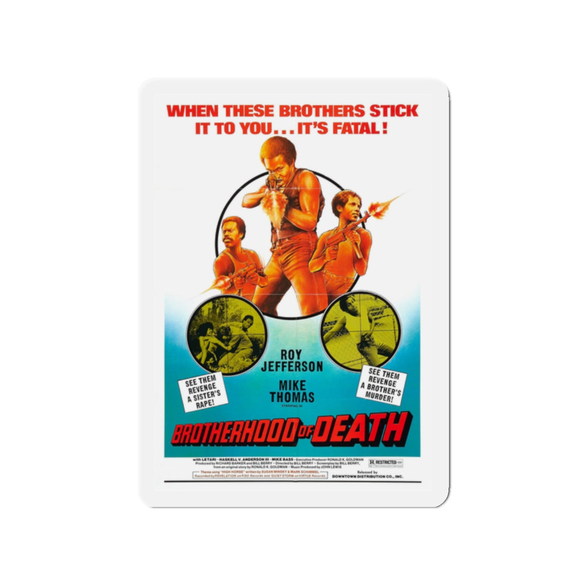 BROTHERHOOD OF DEATH 1976 Movie Poster - Die-Cut Magnet-2" x 2"-The Sticker Space