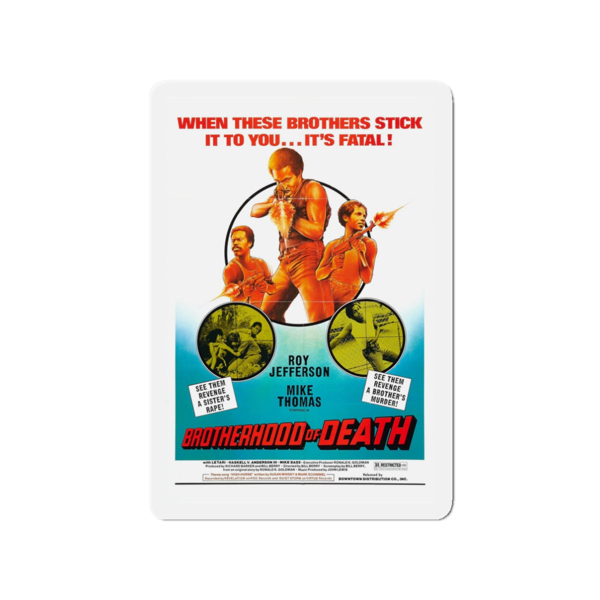 BROTHERHOOD OF DEATH 1976 Movie Poster - Die-Cut Magnet-3" x 3"-The Sticker Space