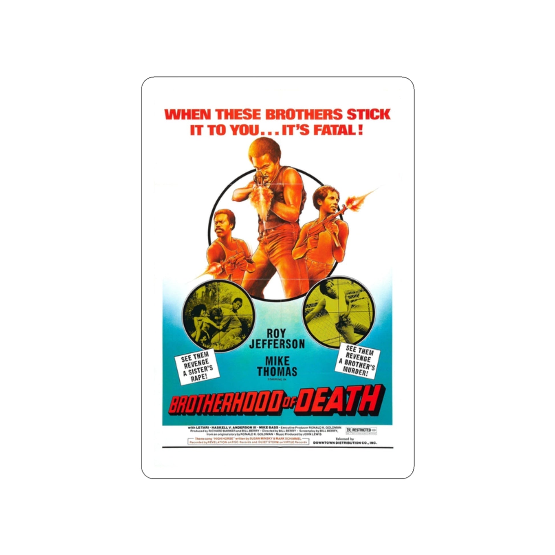 BROTHERHOOD OF DEATH 1976 Movie Poster STICKER Vinyl Die-Cut Decal-2 Inch-The Sticker Space