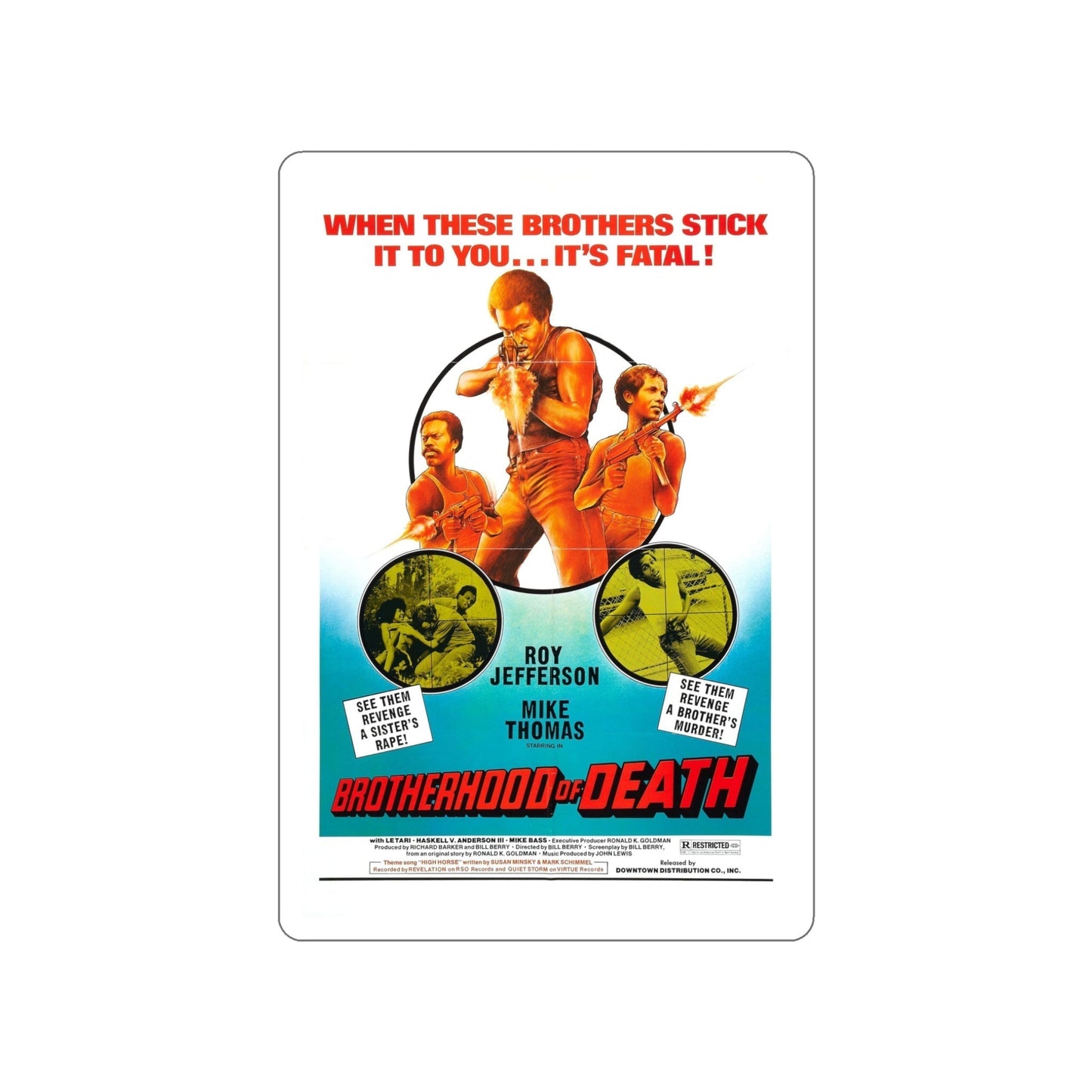 BROTHERHOOD OF DEATH 1976 Movie Poster STICKER Vinyl Die-Cut Decal-5 Inch-The Sticker Space