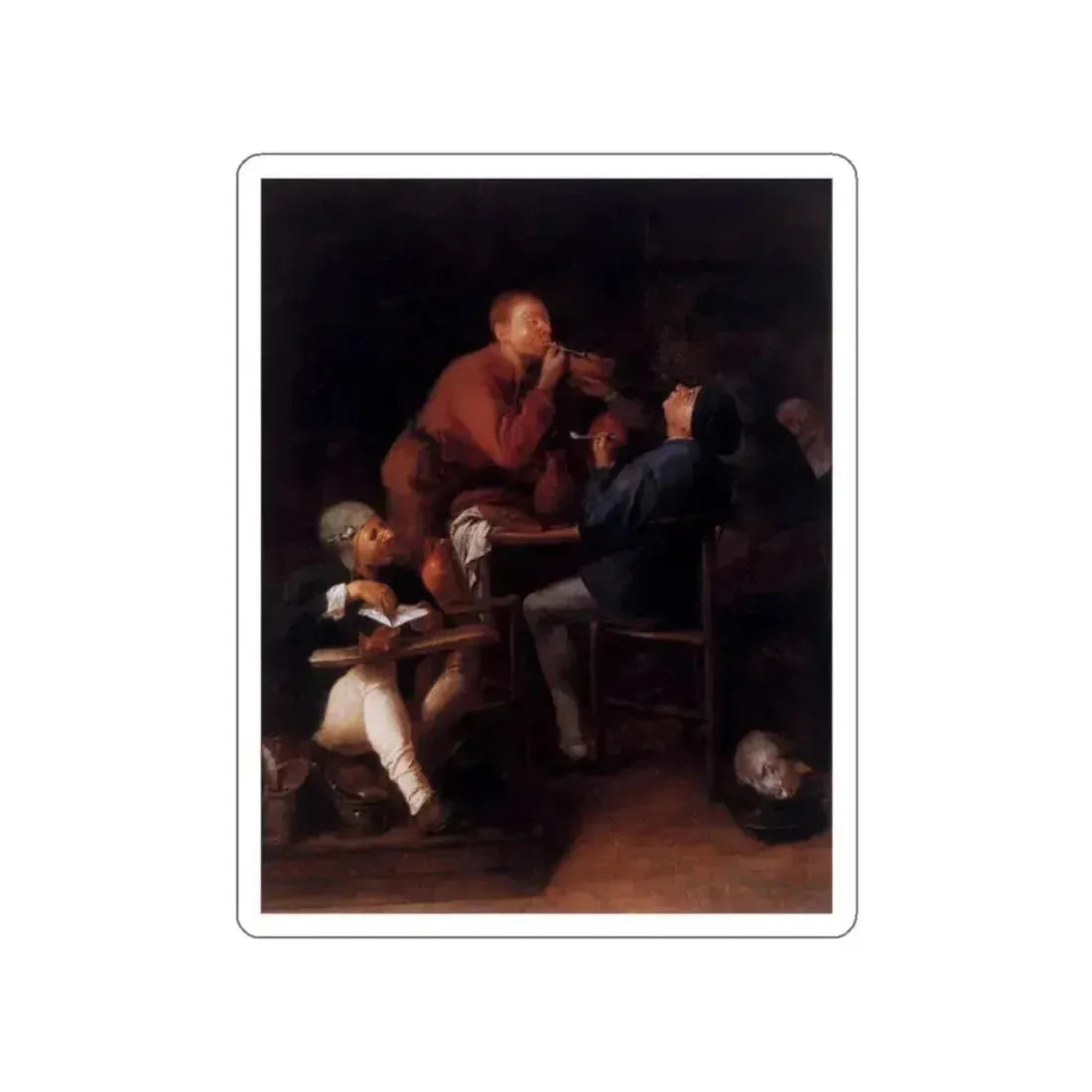 BROUWER, Adriaen - Peasants of Moerdyck (Artwork) STICKER Vinyl Die-Cut Decal White Die-Cut 2 Inch - The Sticker Space