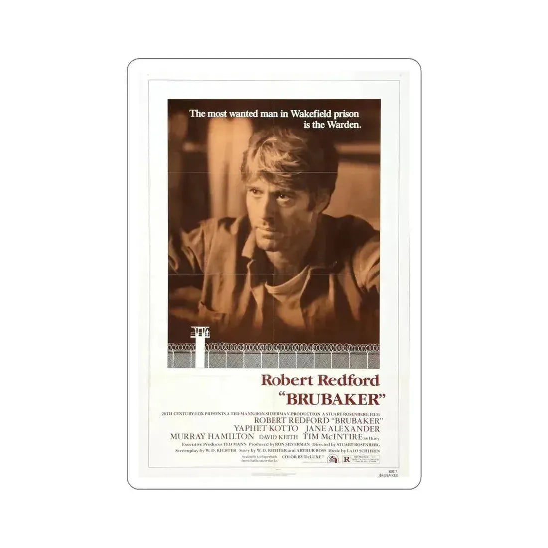 Brubaker 1980 Movie Poster STICKER Vinyl Die-Cut Decal 6 Inch - The Sticker Space