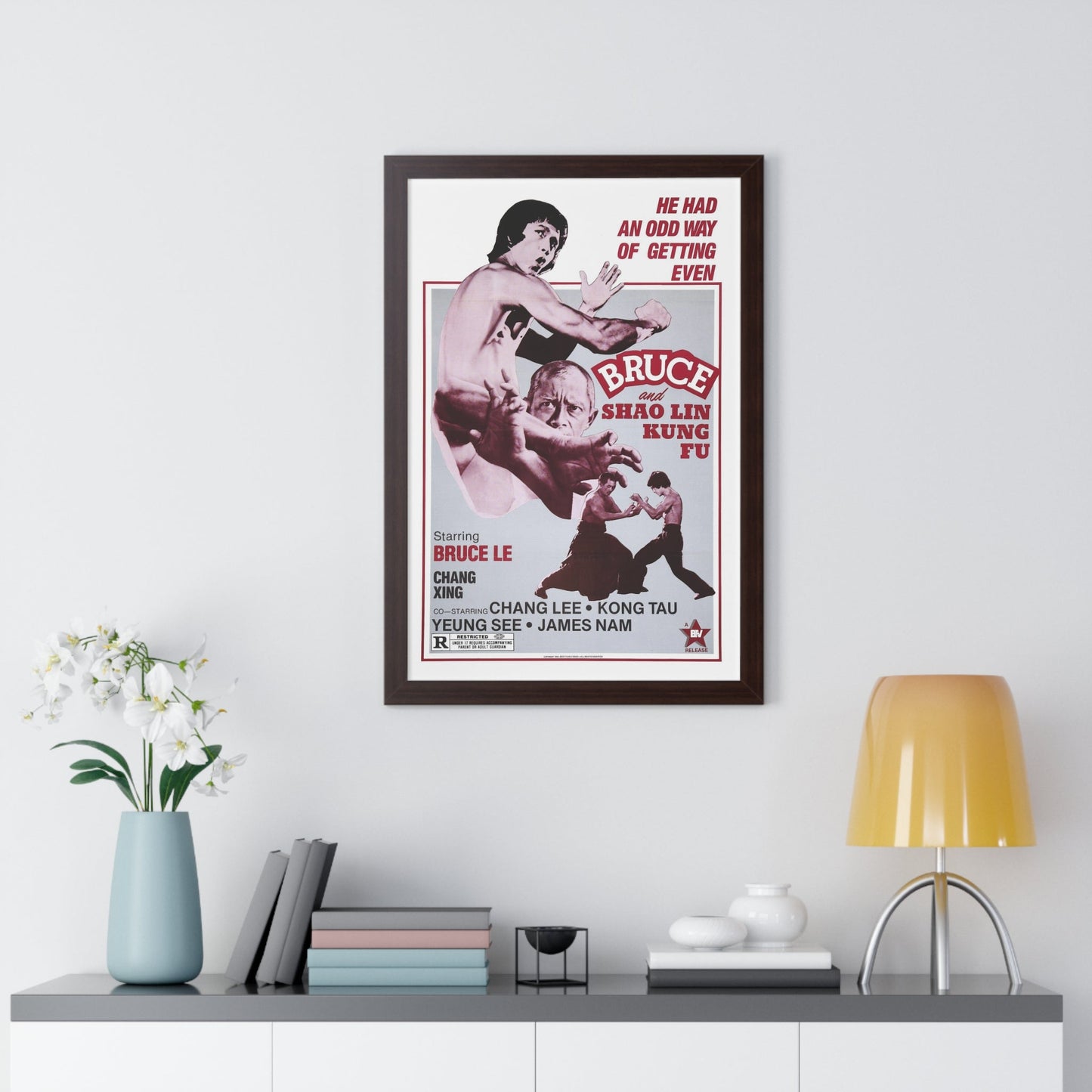 BRUCE AND SHAOLIN KUNG FU 1977 - Framed Movie Poster-The Sticker Space