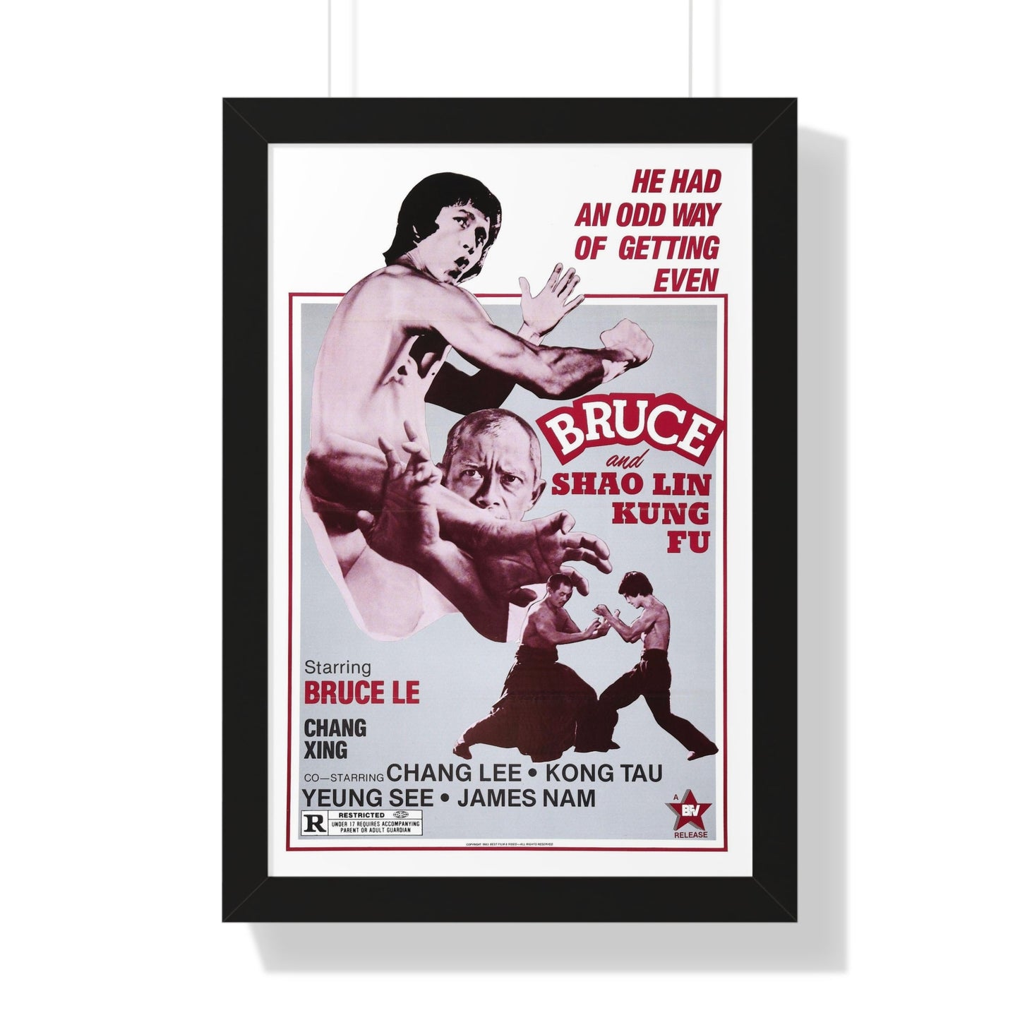 BRUCE AND SHAOLIN KUNG FU 1977 - Framed Movie Poster-16″ x 24″-The Sticker Space