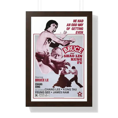 BRUCE AND SHAOLIN KUNG FU 1977 - Framed Movie Poster 16″ x 24″ Walnut - The Sticker Space
