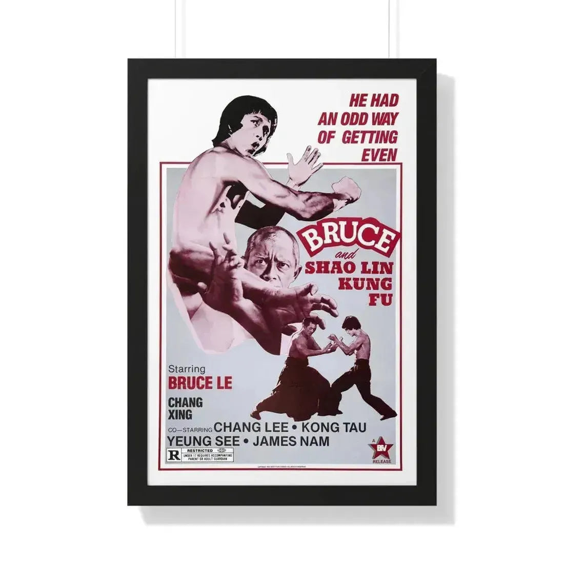 BRUCE AND SHAOLIN KUNG FU 1977 - Framed Movie Poster 20" x 30" Black - The Sticker Space