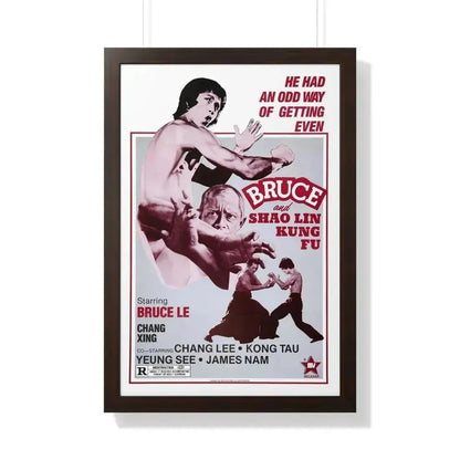 BRUCE AND SHAOLIN KUNG FU 1977 - Framed Movie Poster 20" x 30" Walnut - The Sticker Space