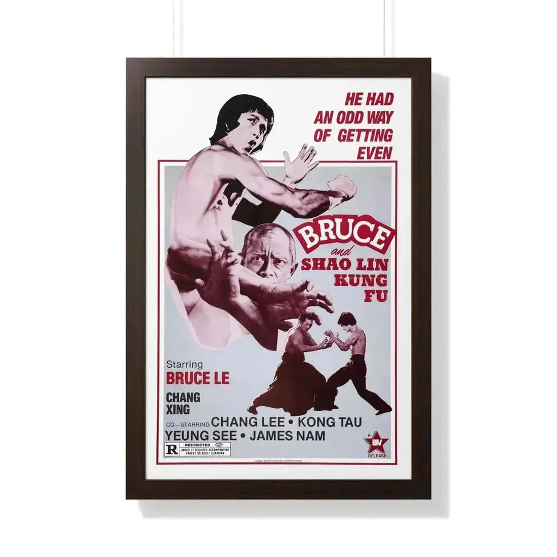 BRUCE AND SHAOLIN KUNG FU 1977 - Framed Movie Poster - The Sticker Space