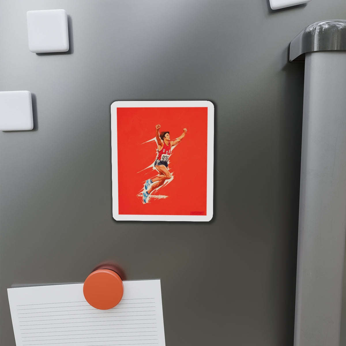 Bruce Jenner, Olympic Decathlon winner, Wheaties cereal box illustration, 1976 (Magazine Illustration) Refrigerator Magnet-The Sticker Space