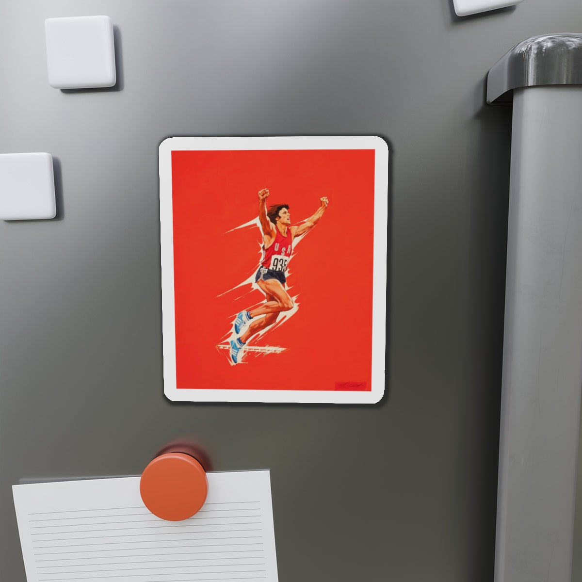 Bruce Jenner, Olympic Decathlon winner, Wheaties cereal box illustration, 1976 (Magazine Illustration) Refrigerator Magnet-The Sticker Space