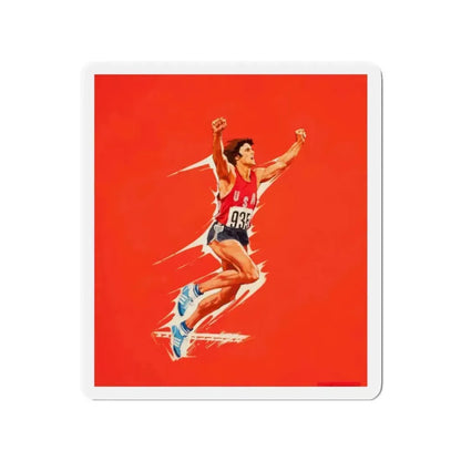 Bruce Jenner, Olympic Decathlon winner, Wheaties cereal box illustration, 1976 (Magazine Illustration) Refrigerator Magnet 2 Inch Die-Cut - The Sticker Space