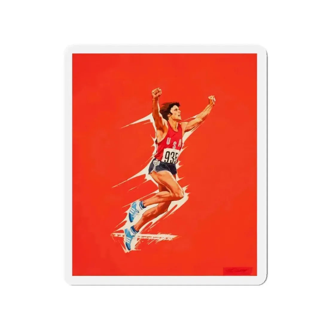 Bruce Jenner, Olympic Decathlon winner, Wheaties cereal box illustration, 1976 (Magazine Illustration) Refrigerator Magnet 3 Inch Die-Cut - The Sticker Space