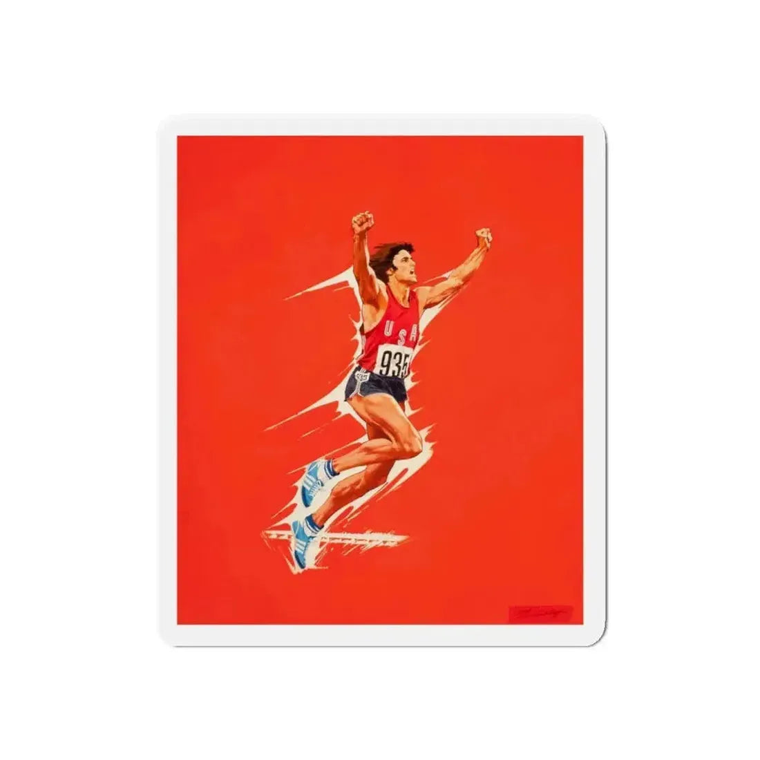Bruce Jenner, Olympic Decathlon winner, Wheaties cereal box illustration, 1976 (Magazine Illustration) Refrigerator Magnet - The Sticker Space