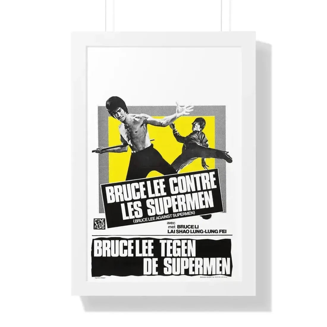 BRUCE LEE AGAINST SUPERMEN (BELGIAN) 1975 - Framed Movie Poster 16″ x 24″ White - The Sticker Space